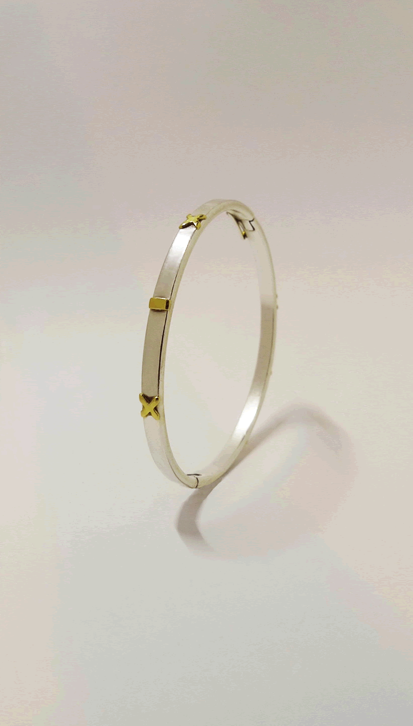 Sillver Gold Crosses Bracelet